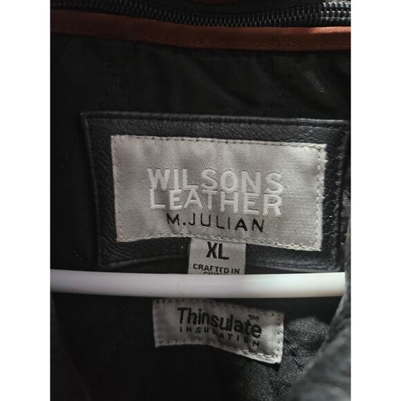 Vintage Wilsons M. Julian Leather Men's Jacket XL Thinsulate Insulation Black - Picture 2 of 16